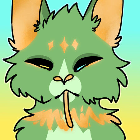 A green slugcat with golden accents.